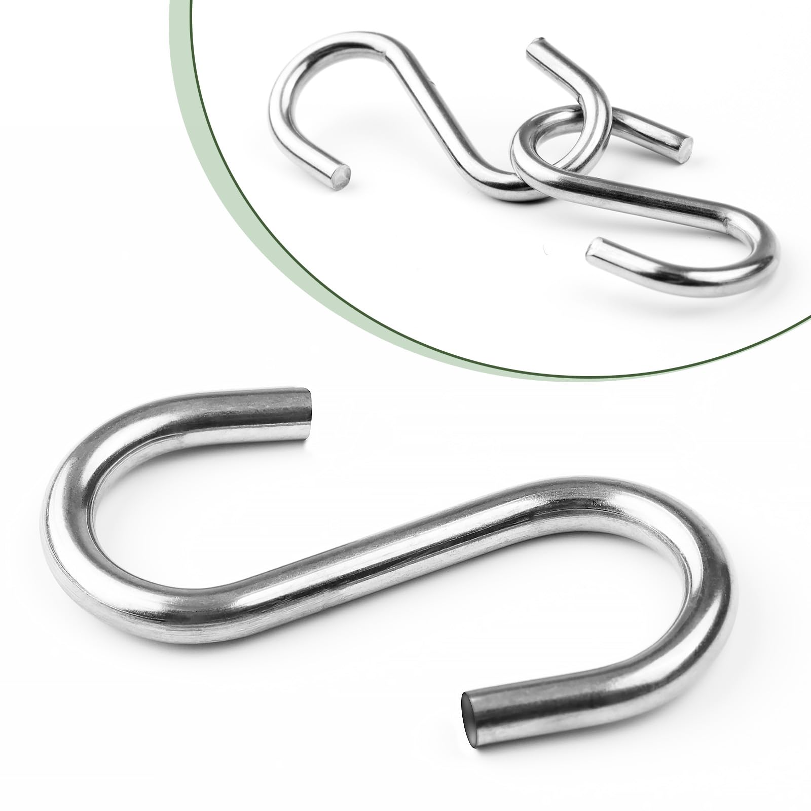 Dreecy 12 Pack Heavy Duty Stainless Steel S Hooks - 2 Inch Small Hanging Hooks for Hammocks, Plants, Bird Feeders, Garden Tools & Kitchenware - Ideal for Home, Garage & Outdoor Organization
