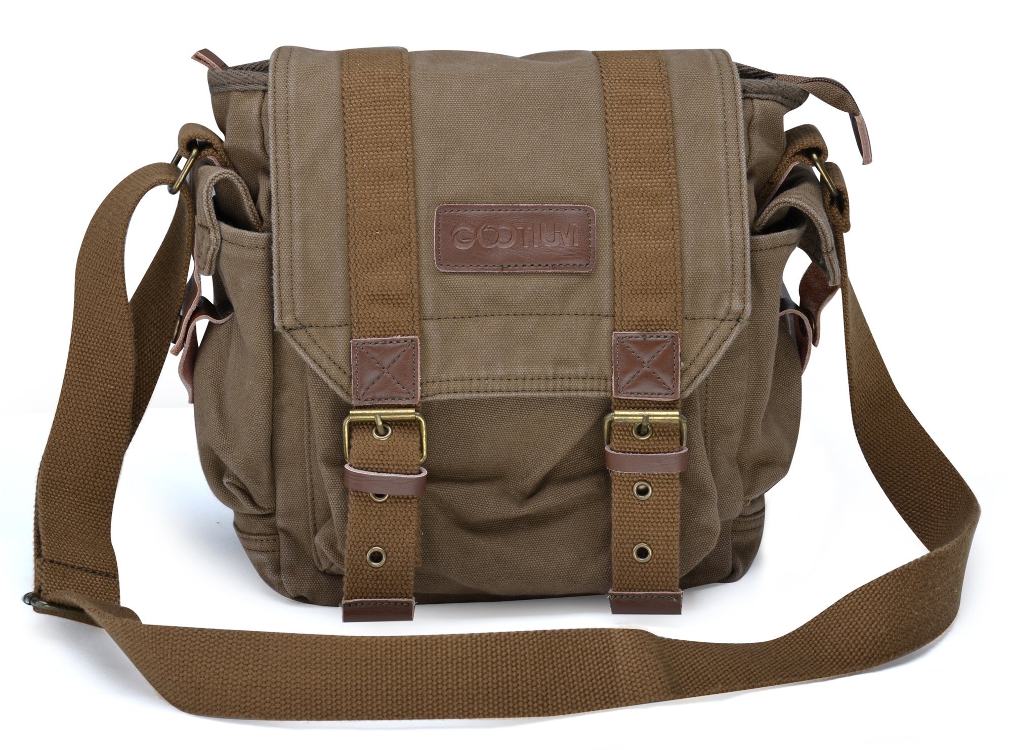Gootium Vintage Canvas Messenger Bag - Small Crossbody Shoulder Purse for Women & Men, Perfect for Work, Travel & Everyday Use