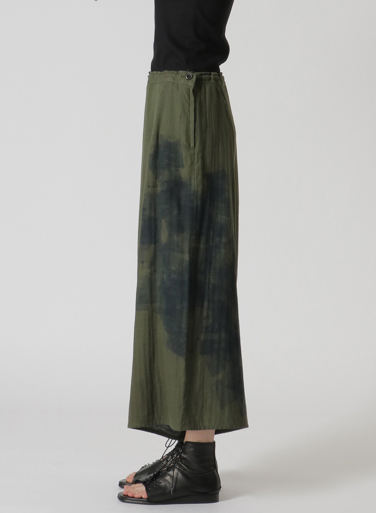 Soft & Breathable Cotton Double Gauze Asymmetrical Pants with Waist Tie - Flowy Blurred Net Print for Casual Wear, Boho Style & Summer Outfits