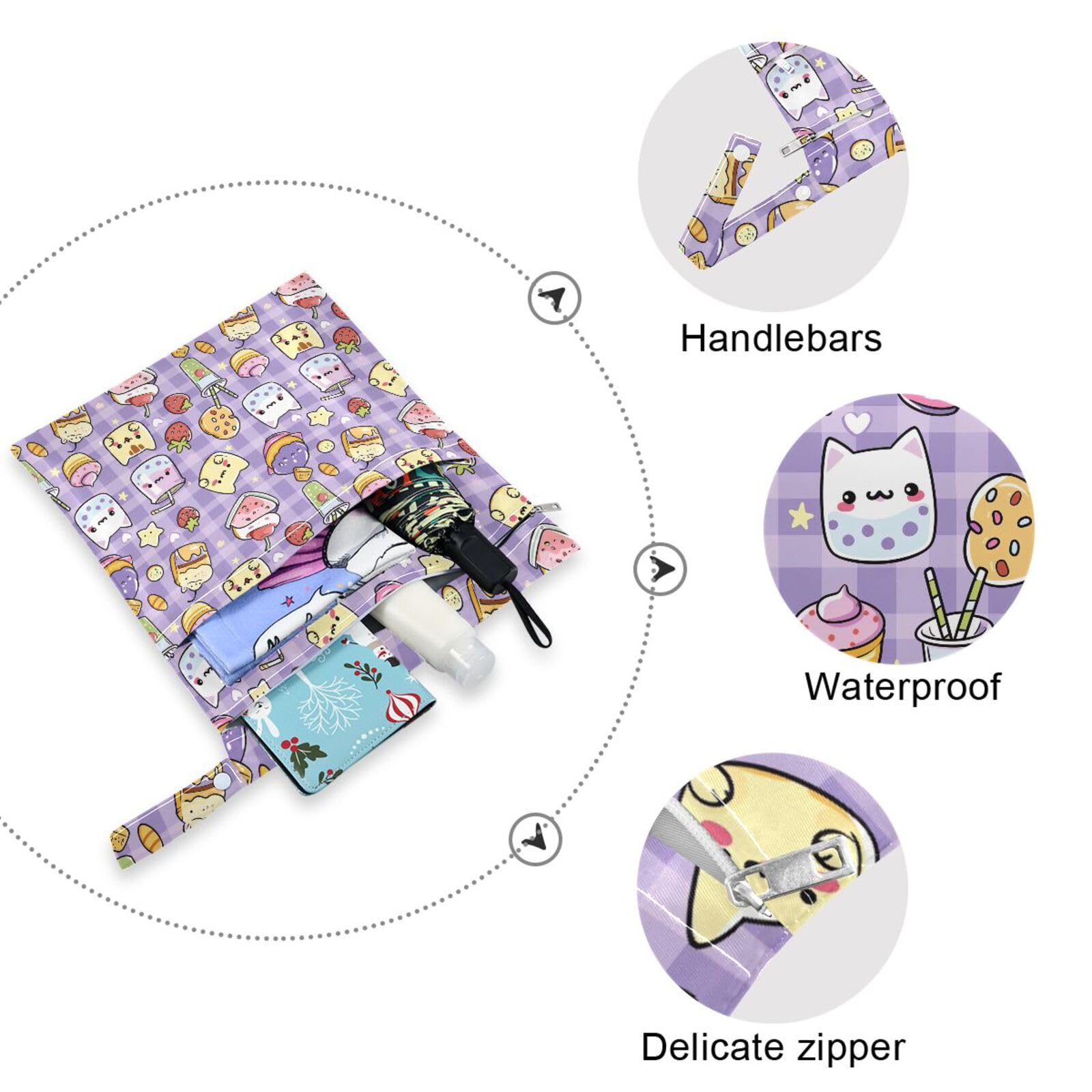 Waterproof Wet Dry Bag - Kawaii Cat Plaid for Beach, Gym, Travel