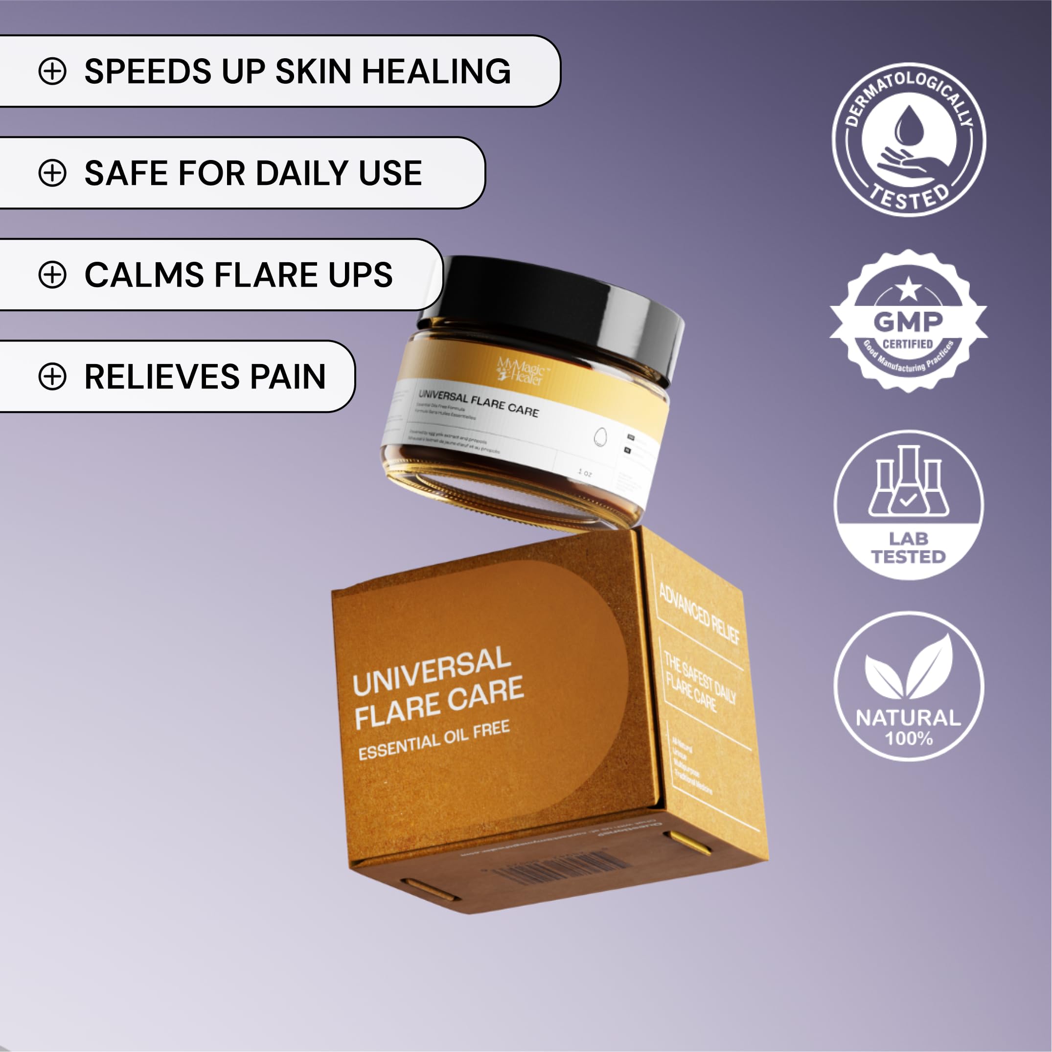 Universal Flare Care - Essential Oil Free Skin Relief for Eczema, Dermatitis, Psoriasis, Rashes & Baby Skin Issues | Propolis & Egg Yolk Formula | Soothes Hidradenitis, Chafing, Sores & Wounds | 1oz | Perfect for Daily Skincare & Sensitive Skin Care Routine