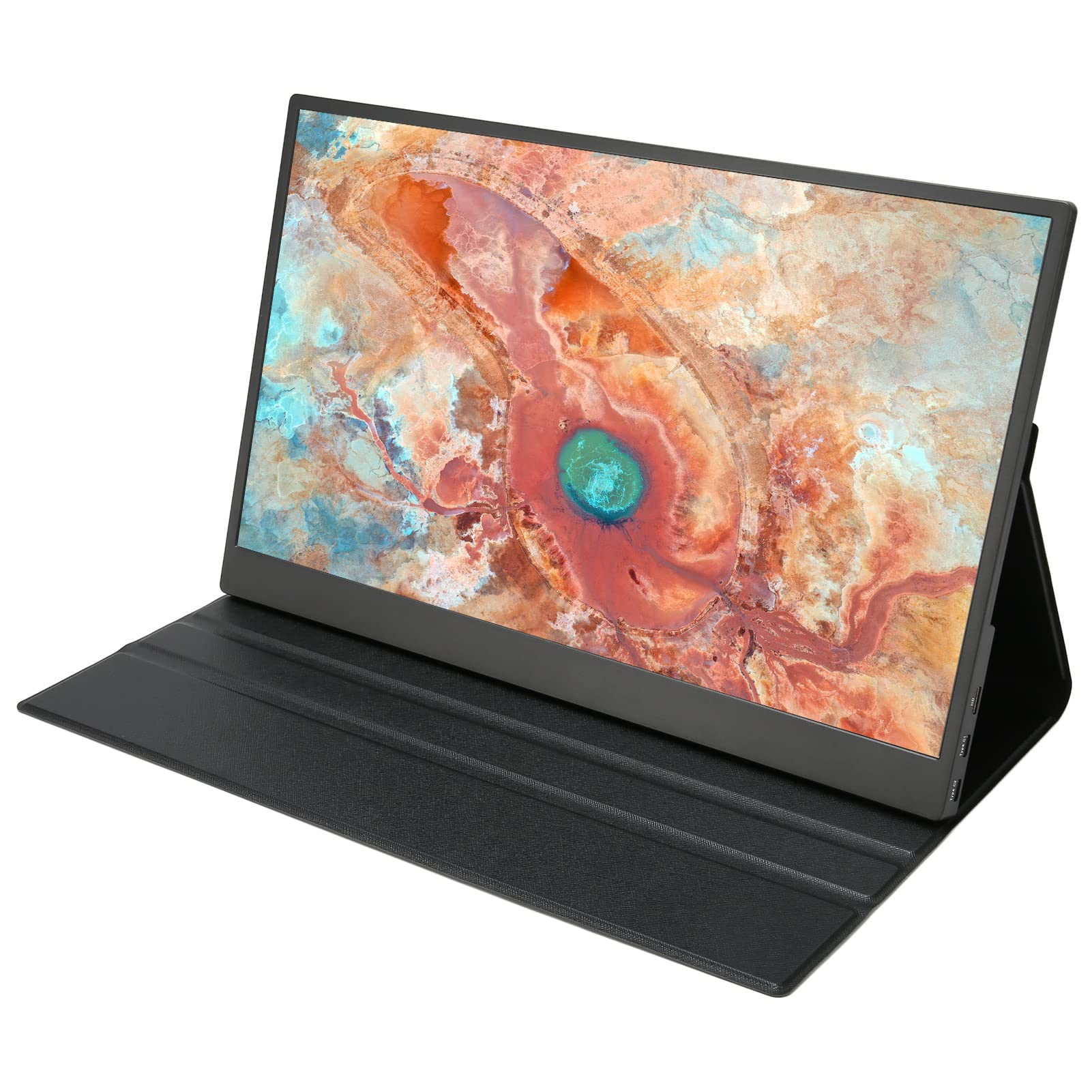 Denash 17.3 Inch Portable Monitor - 1080P FHD HDR USB-C External Screen with PU Leather Cover for Laptop, PC, Mac, PS5 | Perfect for Business Travel, Home Office & Gaming Setup