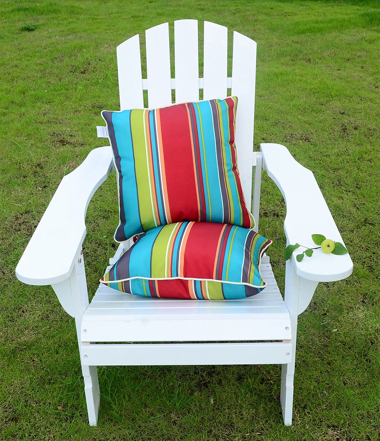 Waterproof Outdoor Throw Pillows Set of 2 - 18x18 Inch Striped Decorative Pillows with Enipate Inserts for Patio Furniture, Garden, Poolside & Porch Decor