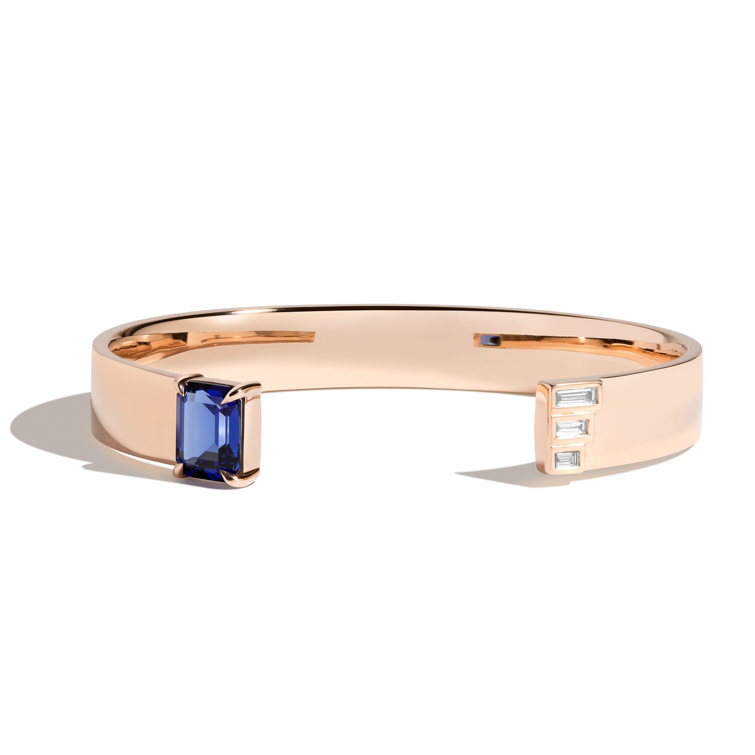 Emerald Cut Cuff Bracelet with Baguette Diamonds - Elegant Jewelry for Women, Perfect for Weddings & Special Occasions