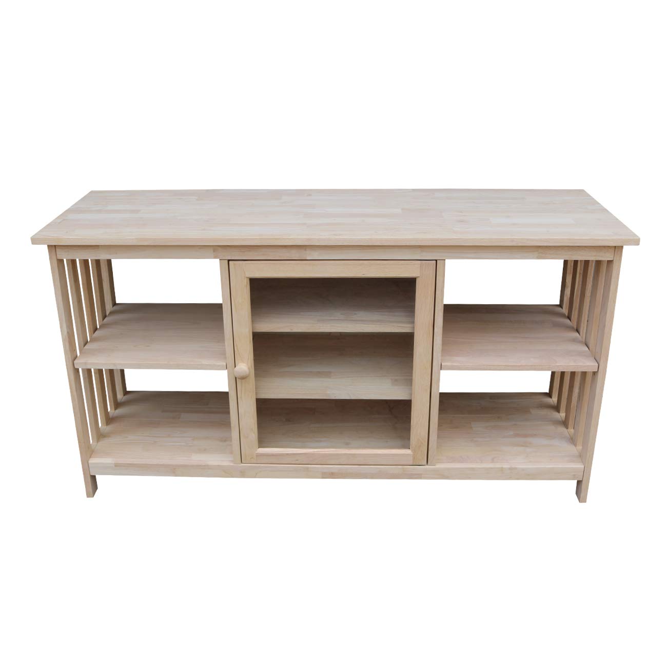 International Concepts Unfinished Mission Entertainment Stand - TV Media Console for Living Room, Bedroom & Home Theater - Rustic Brown Wood TV Stand with Storage Shelves