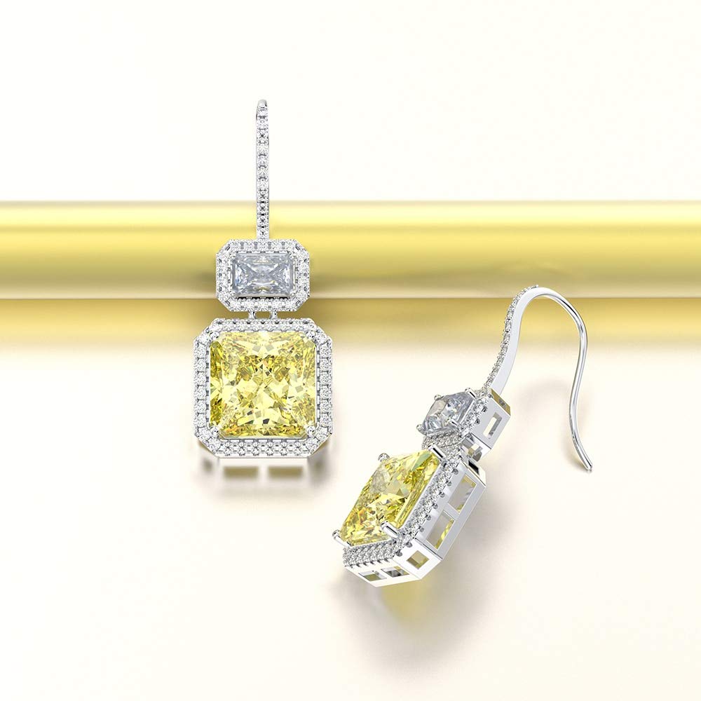 925 Sterling Silver Citrine Diamond Drop Earrings for Women - Elegant Dangle Earrings with Genuine Gemstones - Perfect Gift for Birthday, Anniversary & Special Occasions