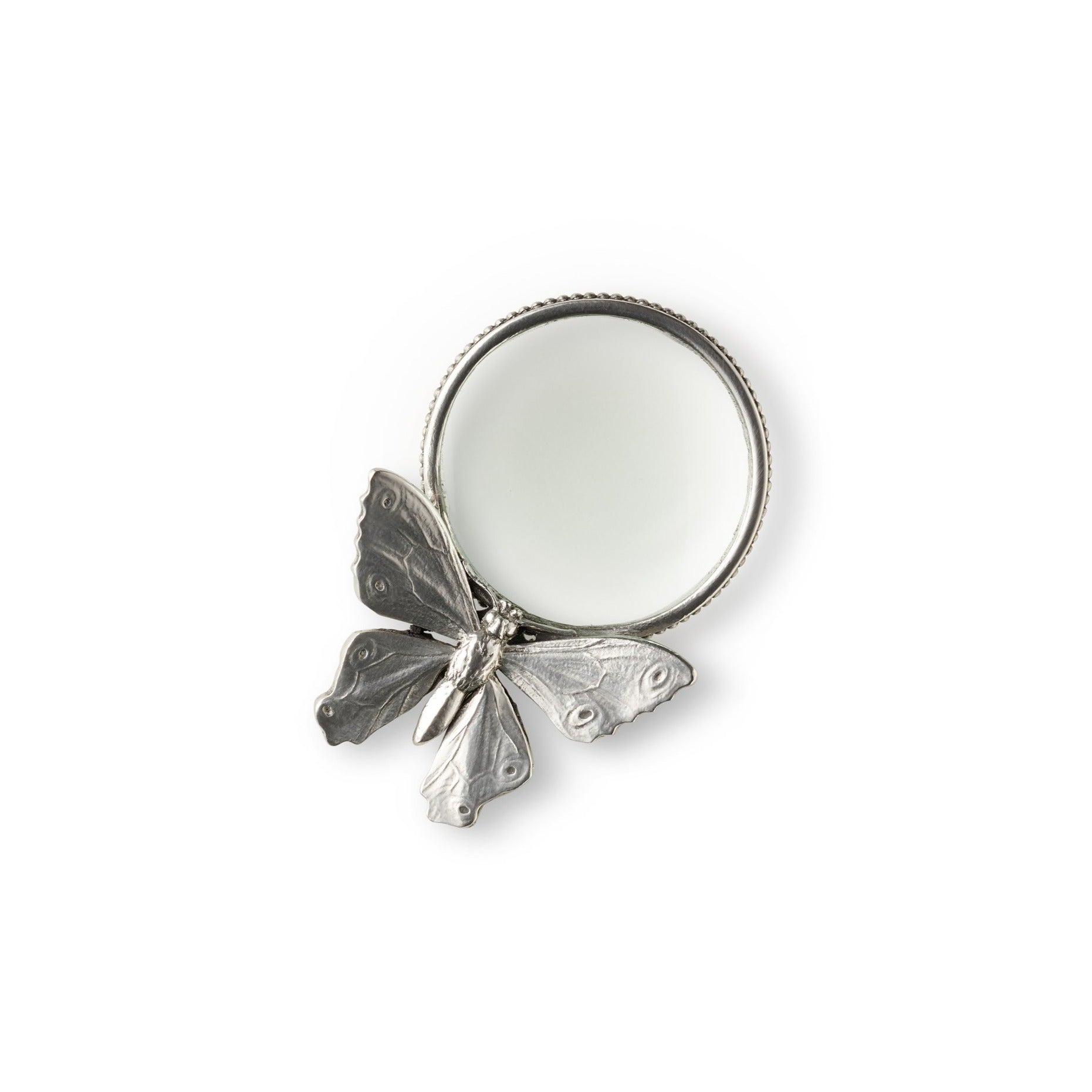Antique Pewter Butterfly Magnifying Glass - 3X Magnification for Reading, Jewelry Inspection & Hobby Use - Perfect Gift for Collectors & Craft Lovers