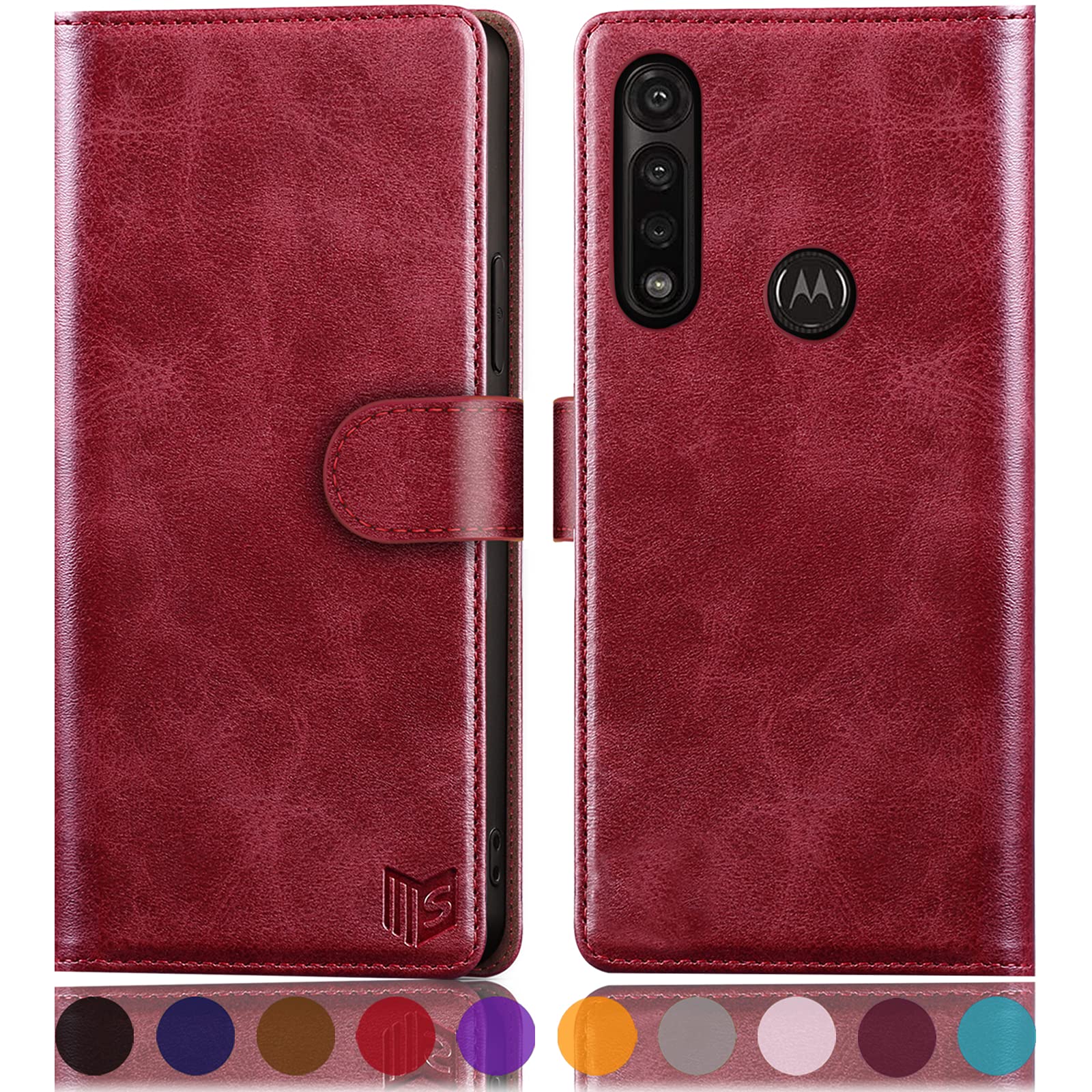 Leather Wallet Case for Motorola Moto G Power 2020 (Not 2021) - RFID Blocking Flip Folio Cover with Credit Card Holder | Shockproof Protection for Men & Women | Perfect for Work, Travel & Daily Use (Red)