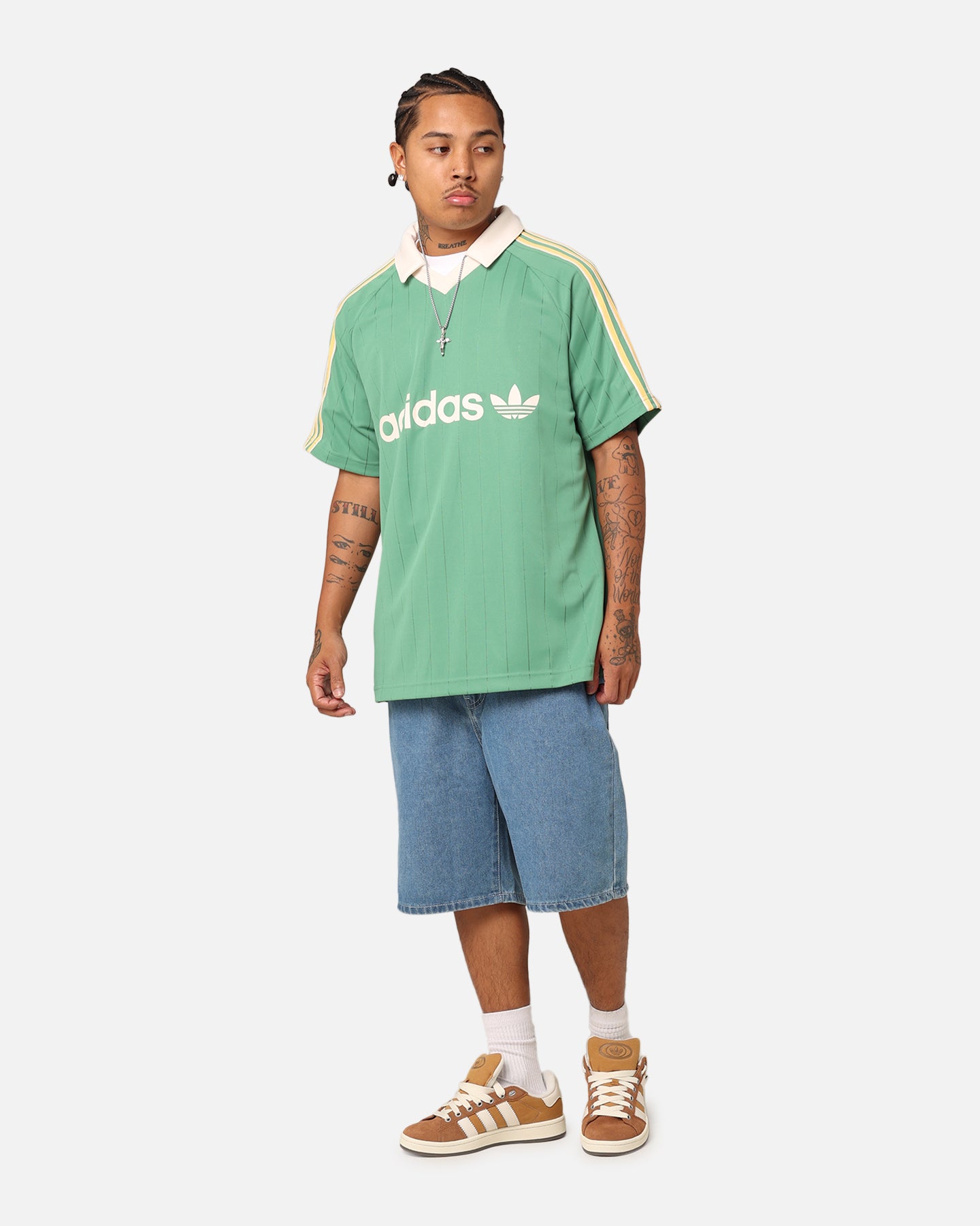 Adidas Pinstripe Jersey - Vintage Green Soccer Shirt | Men's Sports Apparel for Training & Match Days