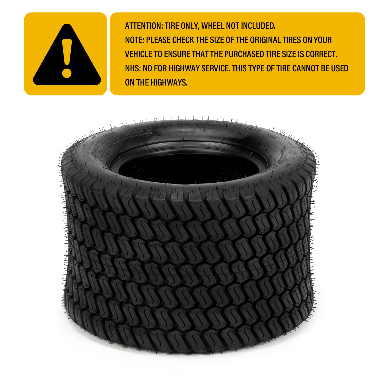 Set of 2 - 20x12.00-10 Tubeless Lawn Mower Tires 4PR Heavy Duty Garden Tires for Zero Turn Mowers, Tractors & Outdoor Equipment - All Terrain Replacement Tires for Smooth Lawn Care & Landscaping