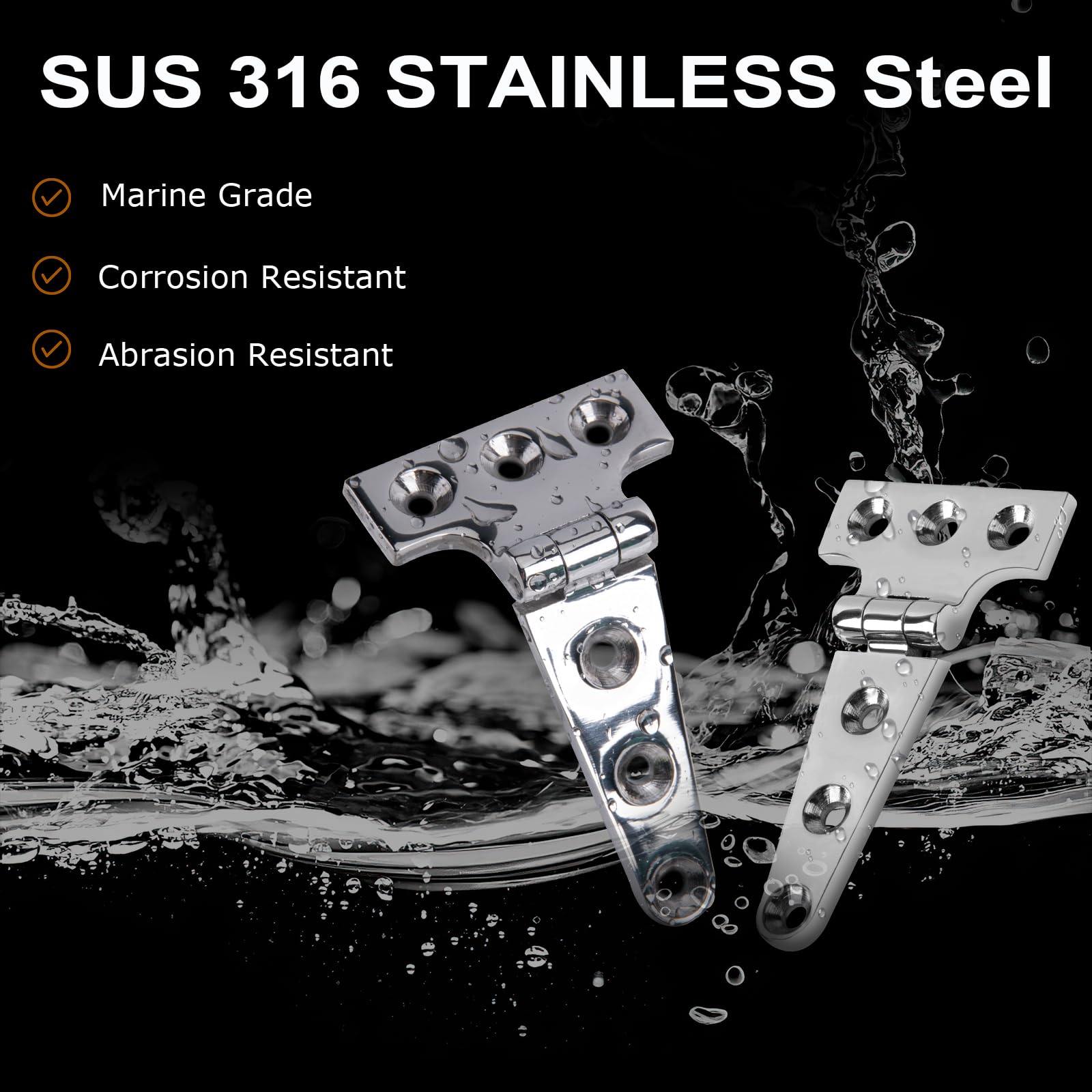 CHANGE MOORE 316 Stainless Steel Marine Grade Boat Hatch Hinge - Heavy Duty T Hinges for Cabinets & Doors with Screws - Ideal for Boats, RVs, and Outdoor Furniture