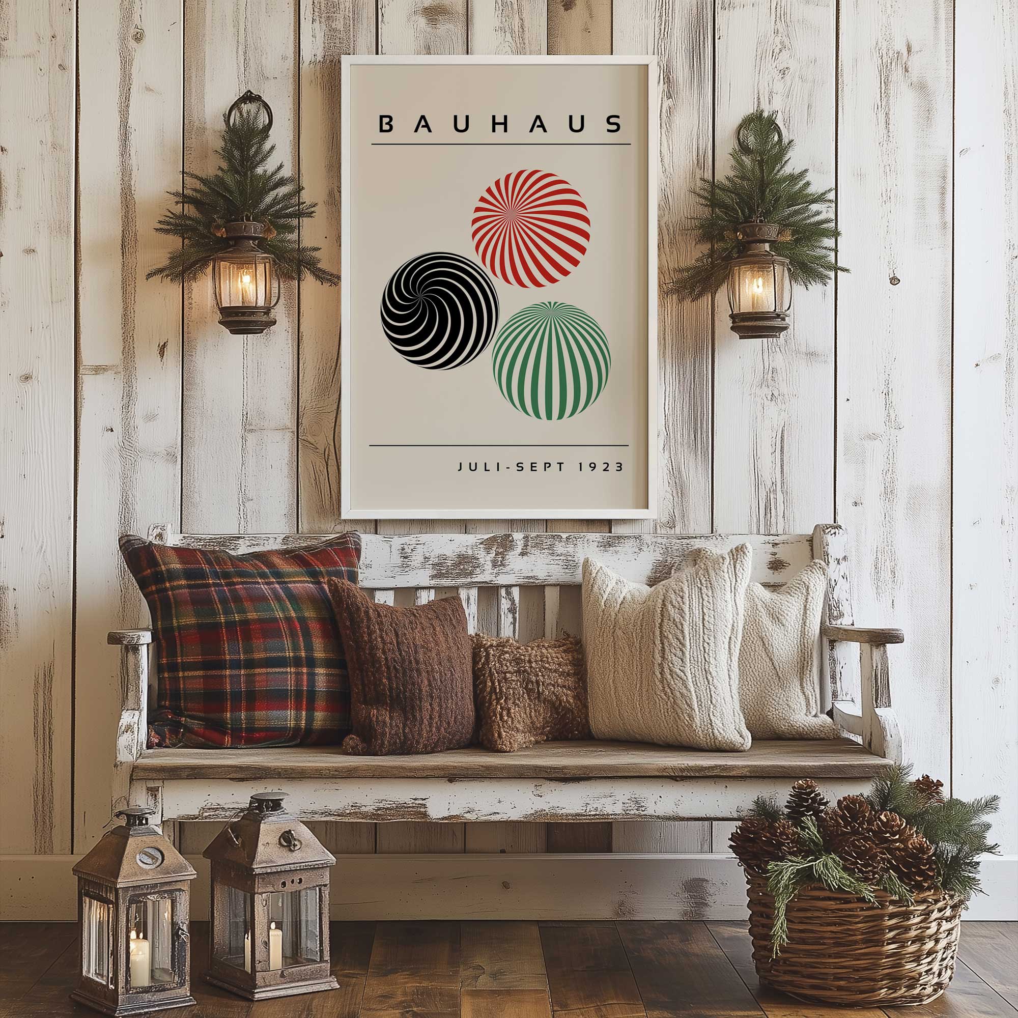 Bauhaus Geometric Spheres Print Wall Art - Modern Abstract Canvas Painting for Living Room, Bedroom & Office Decor - Unique Home Decor Gift Idea