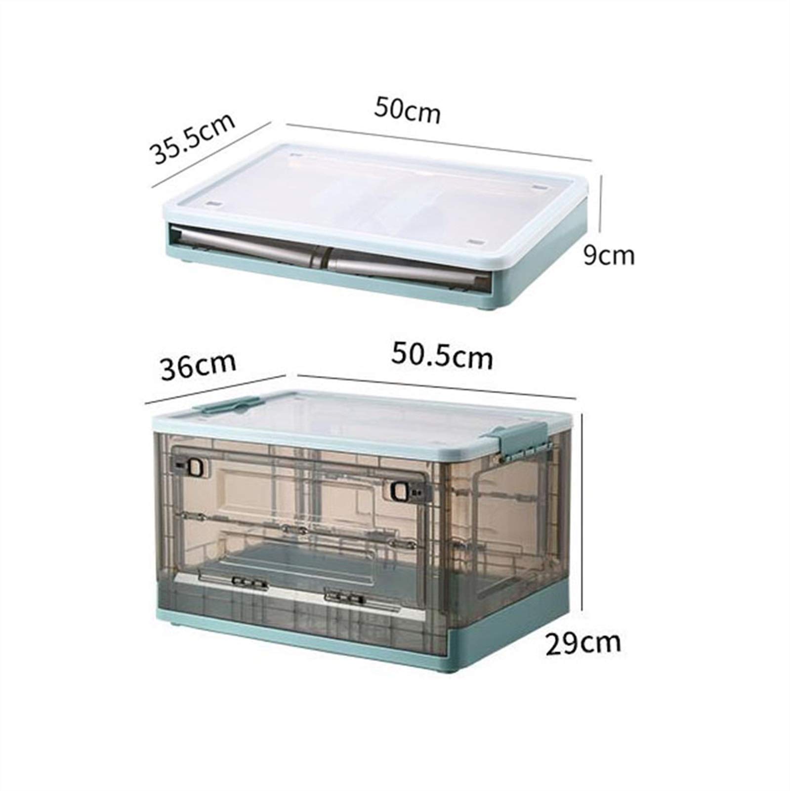 Collapsible Plastic Storage Bins with Lids - 50L Large Transparent Foldable Storage Boxes for Shoes, Clothes, Toys, Books & Groceries - Space Saving Home Organization Solution for Closet, Garage, Office & Dorm (Orange)