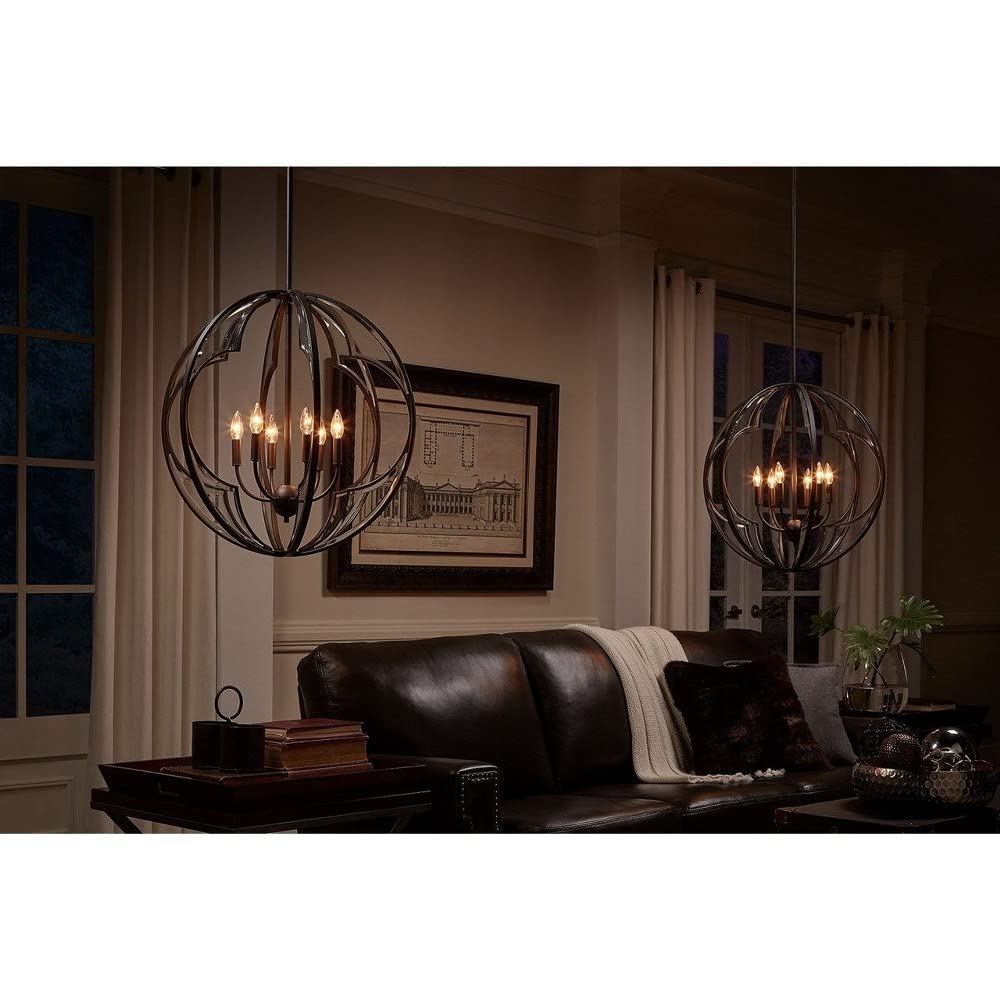 Vintage Farmhouse Large Pendant Light with Fresnel Lens Glass in Olde Bronze - Perfect for Kitchen Island, Dining Room, or Entryway Lighting