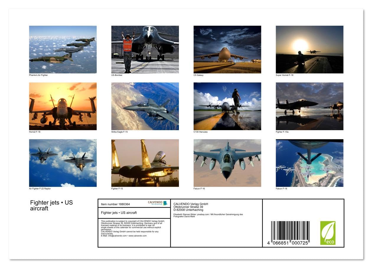 2025 Fighter Jets Wall Calendar - 14 Month US Military Aircraft Calendar 11.7x16.5 Inches | Large Aviation Lovers Planner | Perfect for Home, Office & Gift for Aviation Enthusiasts