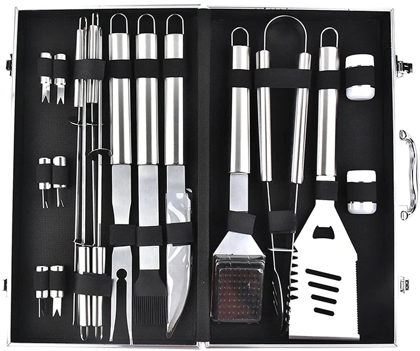 GOFEI 18-Piece Professional Stainless Steel BBQ Tools Set - Heavy Duty Grill Utensils for Outdoor & Indoor Cooking - Perfect for Backyard, Camping, Picnics and Tailgating Parties