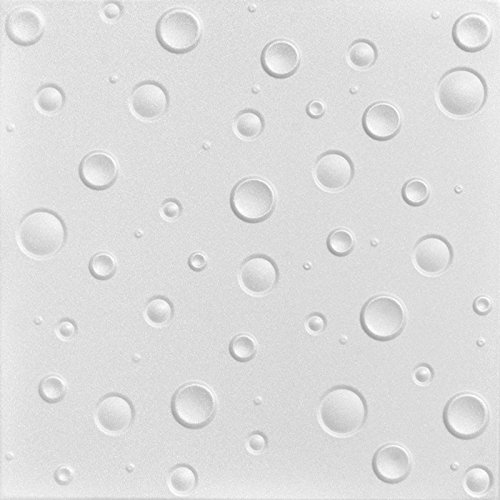 A La Maison R07 Bubbles Foam Ceiling Tiles - 96 Pack (256 sq ft/Case), White Textured Glue-Up Panels for Home & Office Decoration - Perfect for Bedrooms, Living Rooms, and Commercial Spaces