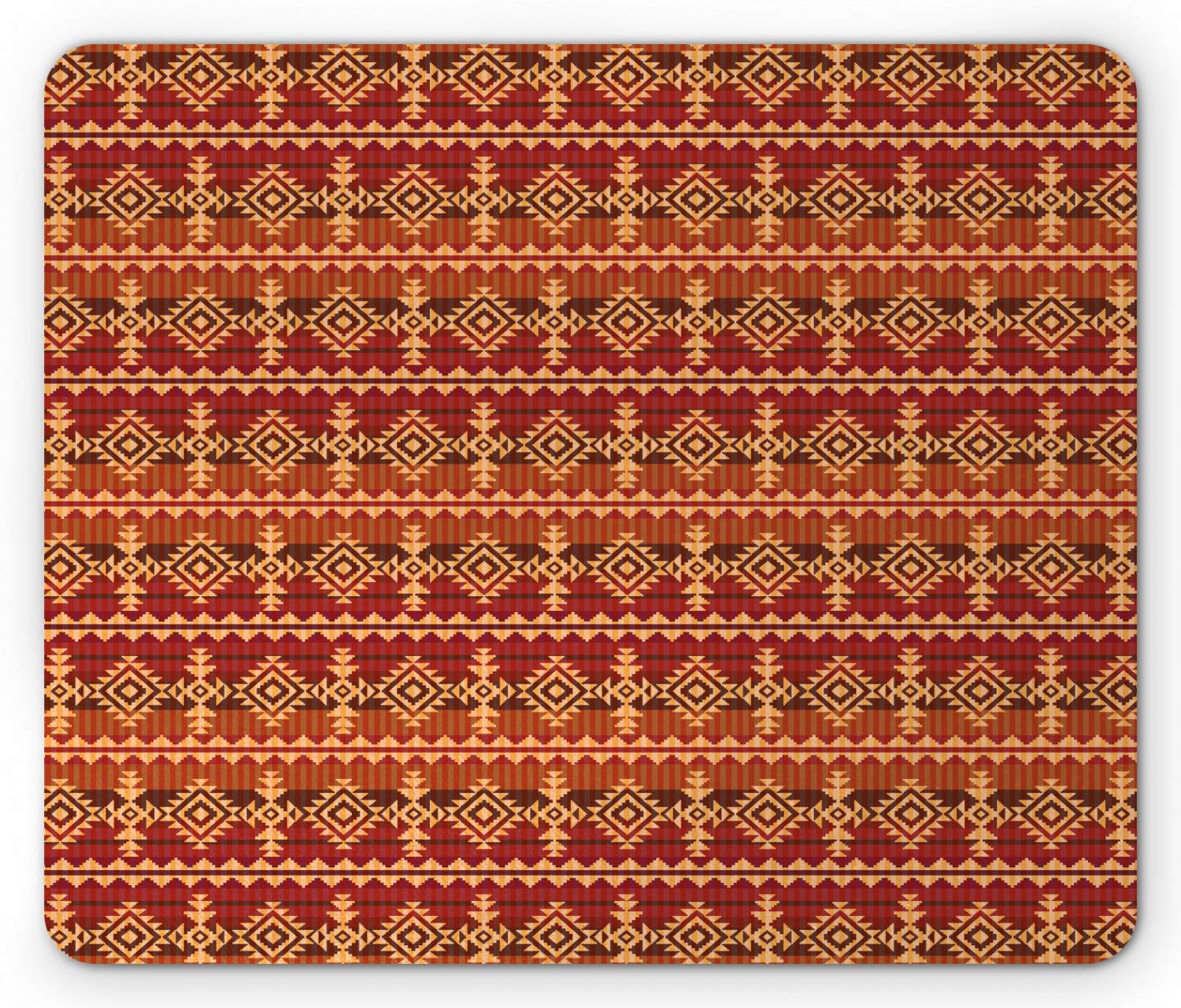 Ambesonne Mexican Mouse Pad - Aztec Culture Design with Classic Triangle Patterns & Prehistoric Ornaments | Non-Slip Rubber Base | Standard Size Rectangle Mousepad in Pale Orange Brown | Perfect for Office, Gaming & Home Computer Use