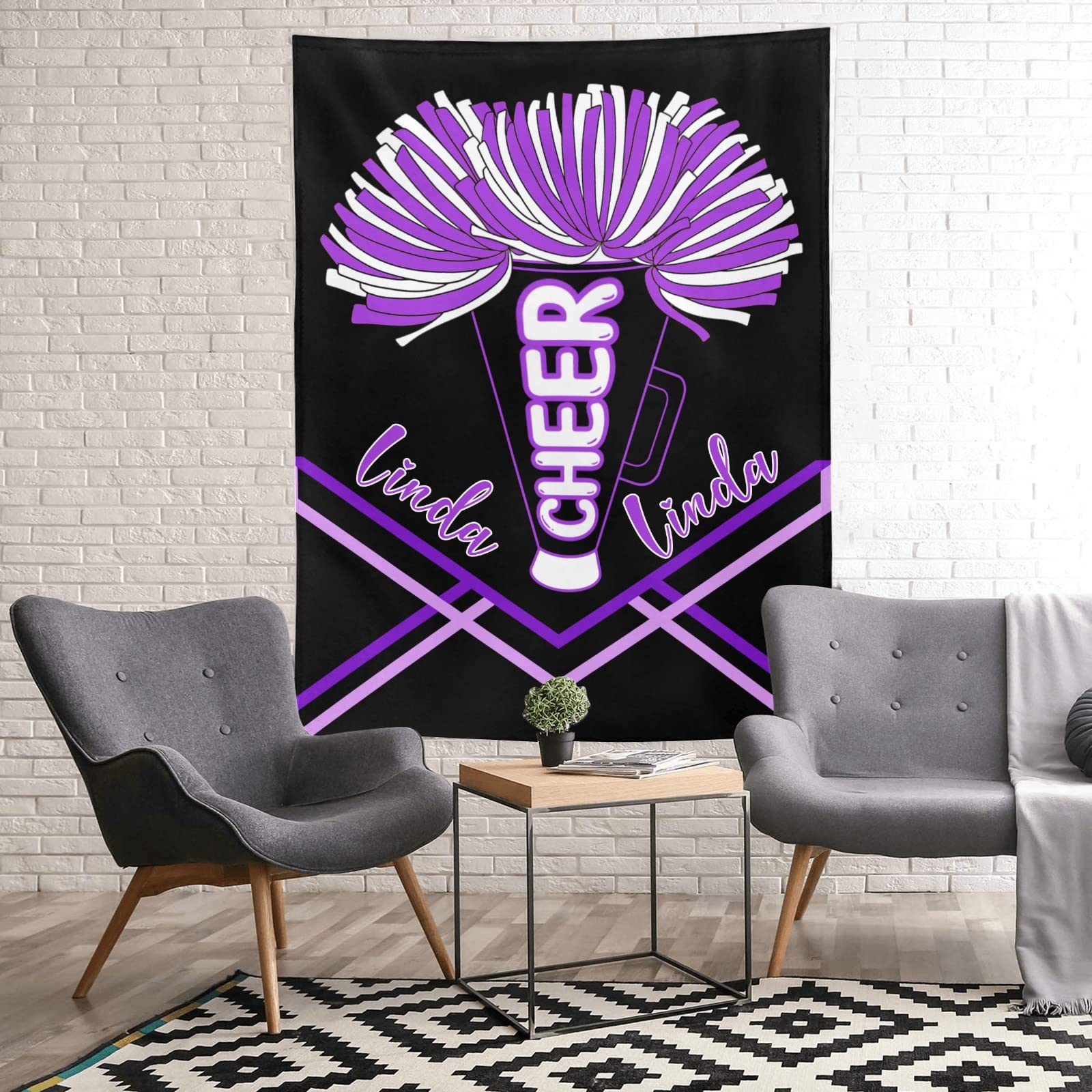 Custom Name Purple Cheerleader Fleece Throw Blanket 50x60 Inch - Personalized Dance Team Gift, Soft Sofa Couch Bed Blanket for Weddings, Parties & Game Day Cozy Decor