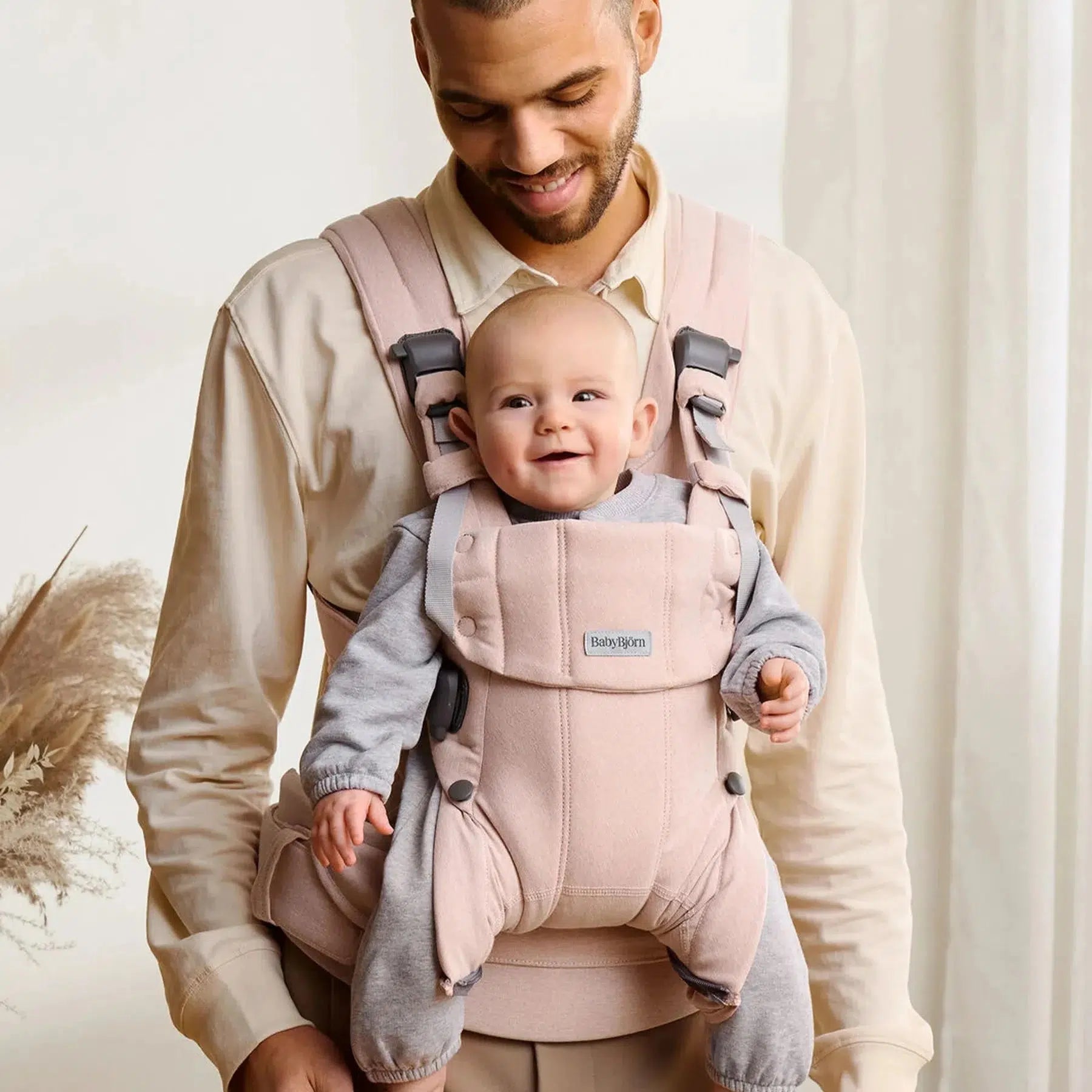 Baby Bjorn Baby Carrier Harmony - Light Pink Melange | Ergonomic & Comfortable Infant Carrier for Newborns to Toddlers | Perfect for Walking, Shopping & Traveling