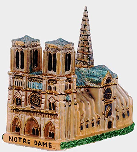 Notre Dame Cathedral Paris France Travel Souvenir - Handcrafted Polish Glass Christmas Tree Ornament - Perfect for Holiday Decor, Gift Giving & Travel Memories