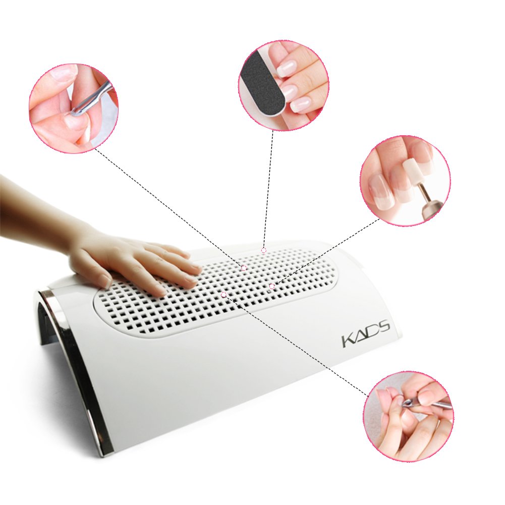 KADS Professional Nail Dust Collector & Suction Fan - High Power Nail Vacuum Cleaner with 2 Dust Bags for Manicure, Nail Art & Salon Cleaning | Perfect for Nail Technicians & Home DIY Beauty Care