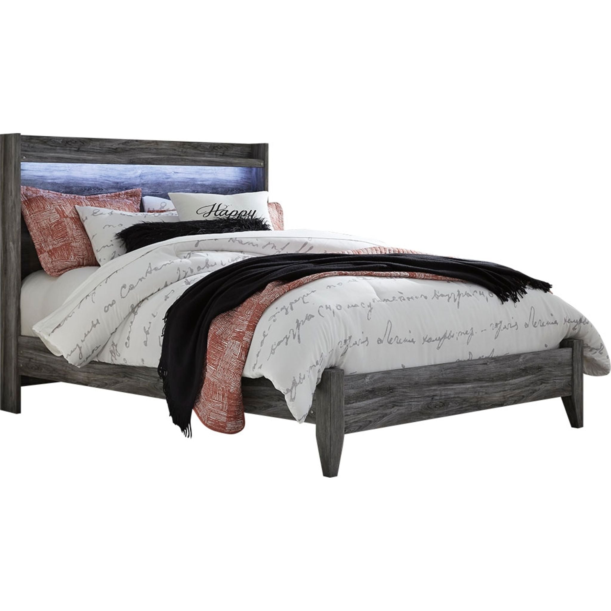 Baystorm Panel Bed Frame - Queen Size, Gray Upholstered Platform Bed with Wooden Slats, No Box Spring Needed | Perfect for Modern Bedroom, Guest Room & Apartment
