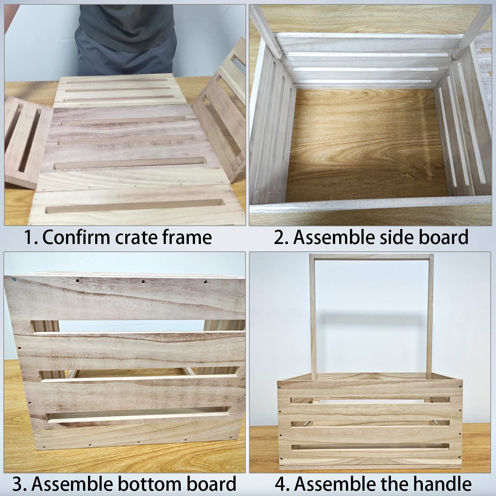 Wooden Baby Shower Gift Crate with Handle - Large Storage Basket for Newborn Boys & Girls - Perfect Baby Shower, Pregnancy & Welcome Gifts for New Parents - Nursery Organization & Home Decor