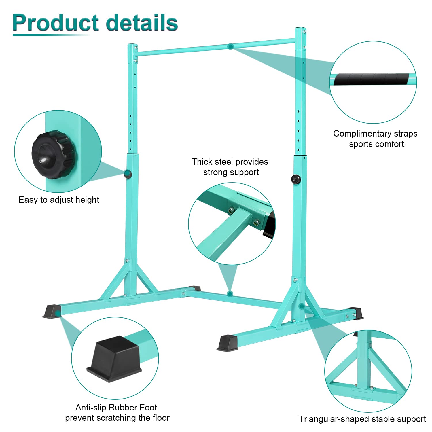 Bongkim Adjustable Height Gymnastics Bar for Kids - Folding Horizontal Training Bar for Home Use | Junior Gymnastic Equipment for Indoor Practice, Strength Training & Playtime Activities