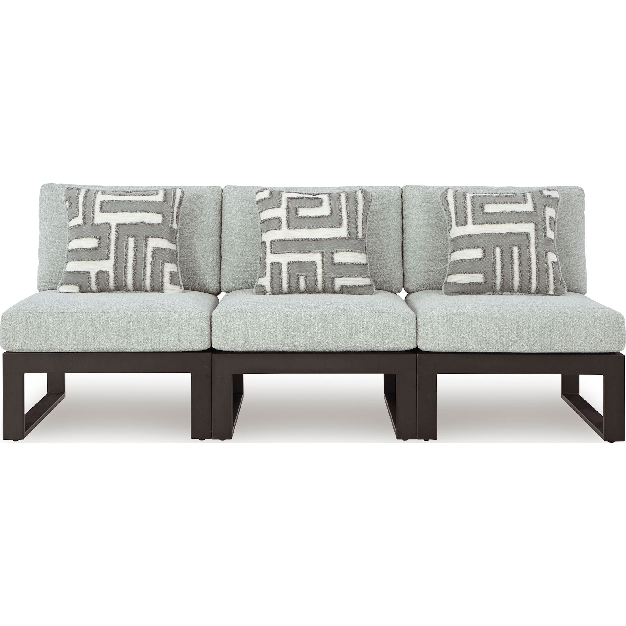 Beachloft 3-Piece Modular Outdoor Patio Furniture Set - Waterproof Wicker Sofa Sectional with Black/Gray Cushions for Backyard, Poolside & Garden Relaxation