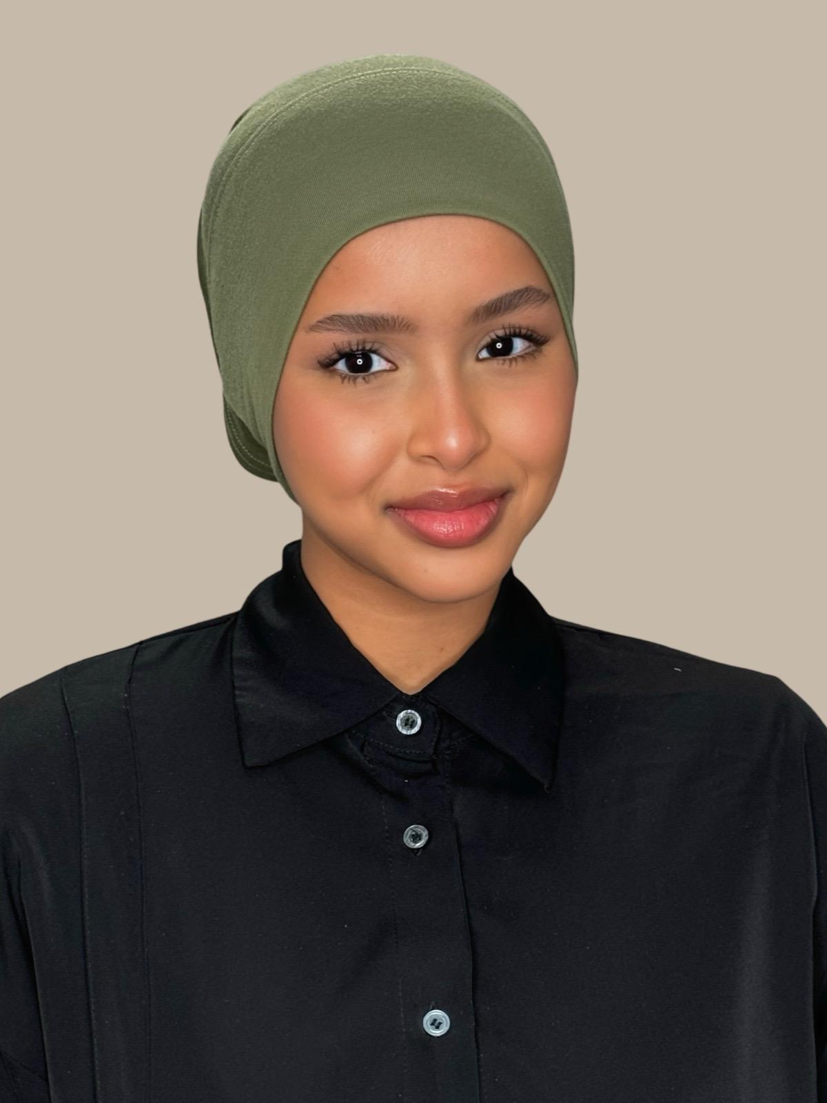 Premium Cotton Underscarf for Women - Soft & Breathable Dusty Olive Head Cover - Perfect for Hijab, Prayer, and Everyday Comfort