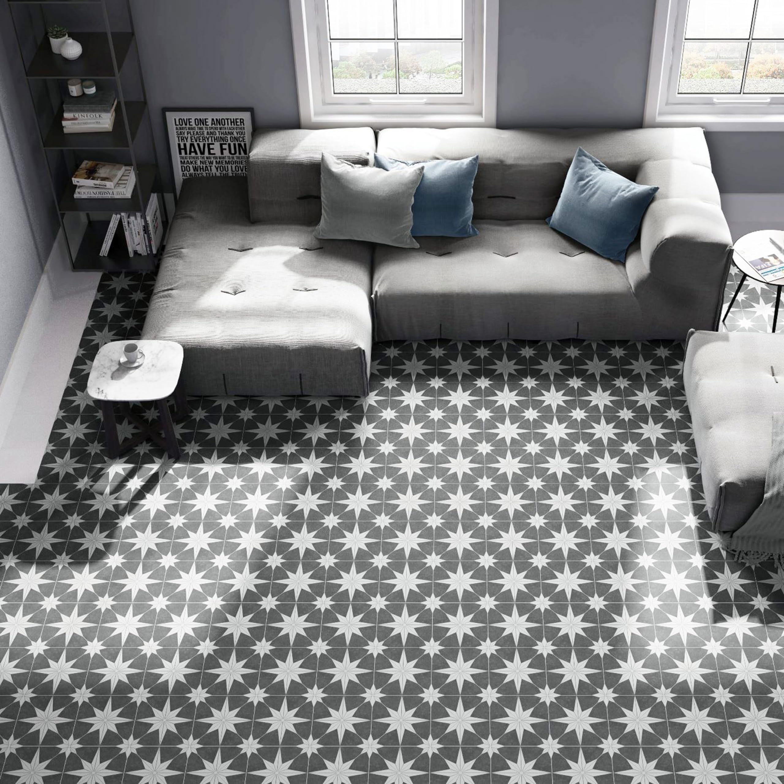 Merola Tile Stella Night 9.75x9.75 Inch Porcelain Floor & Wall Tile - Perfect for Bathroom, Kitchen Backsplash & Shower Walls