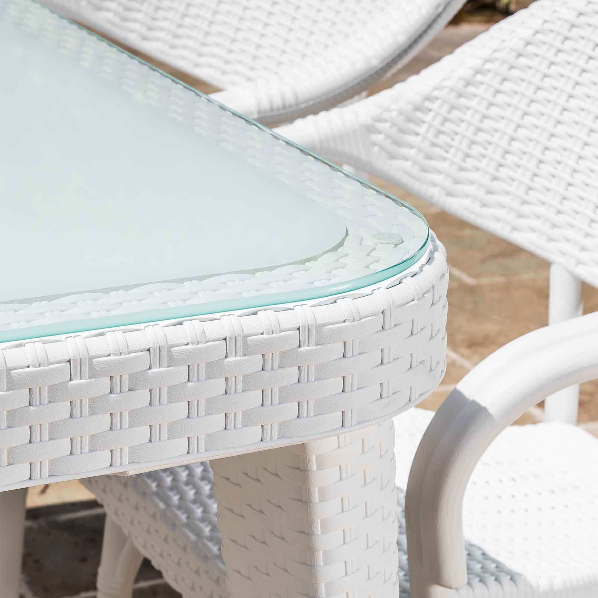 Weather-Resistant Outdoor Dining Table - 90x150cm White PP/Fiberglass Patio Furniture for Garden, Backyard & Poolside Dining - DG210