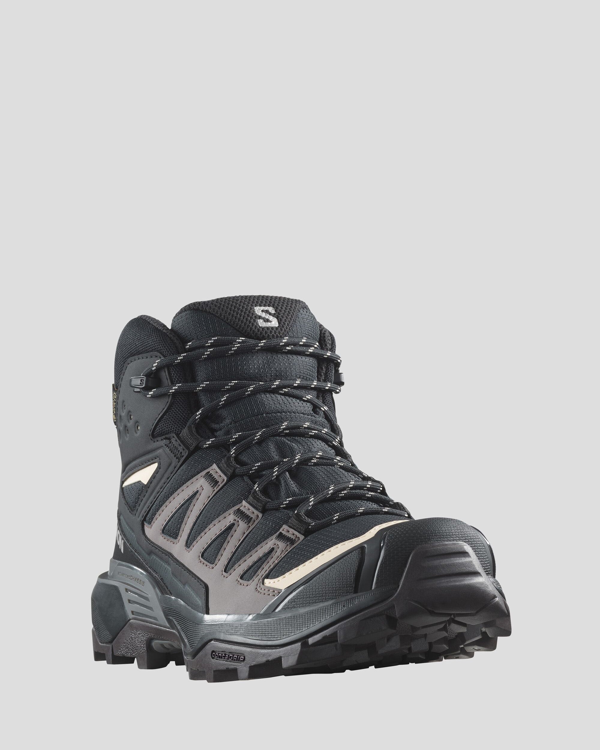Salomon X Ultra 360 Mid GTX Women's Waterproof Hiking Boots - Lightweight & Durable for Outdoor Adventures - Black/Plum Kitten/Shale - Perfect for Trail Hiking, Backpacking & Mountain Climbing