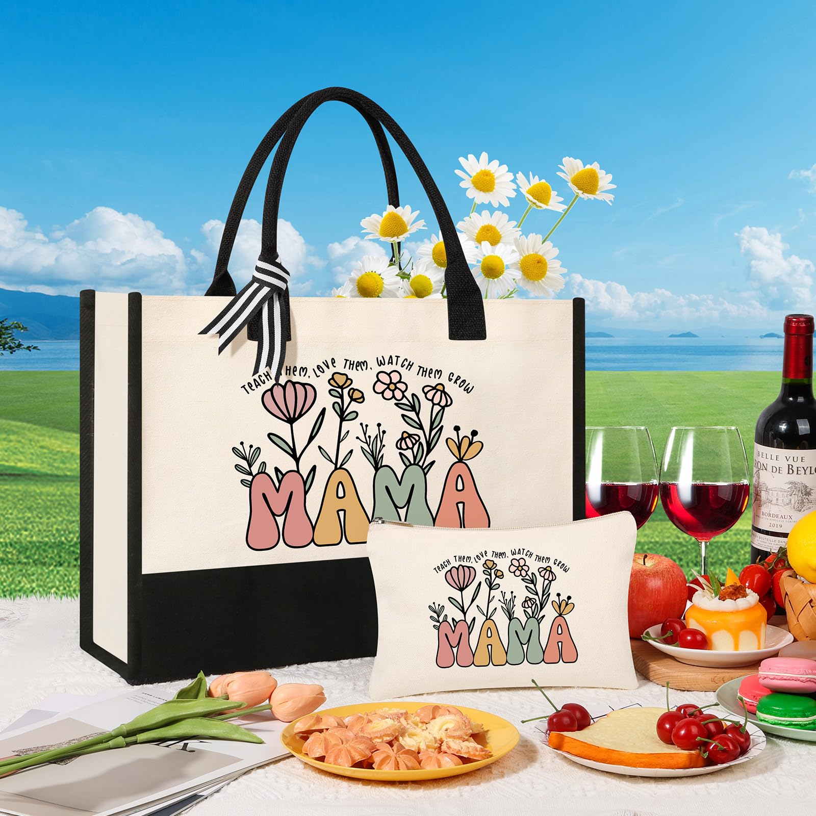 Personalized Canvas Tote Bag for Women - Perfect Birthday, Mother's Day & Christmas Gift from Daughter or Son | Makeup Bag, Shopping Tote & Everyday Carryall