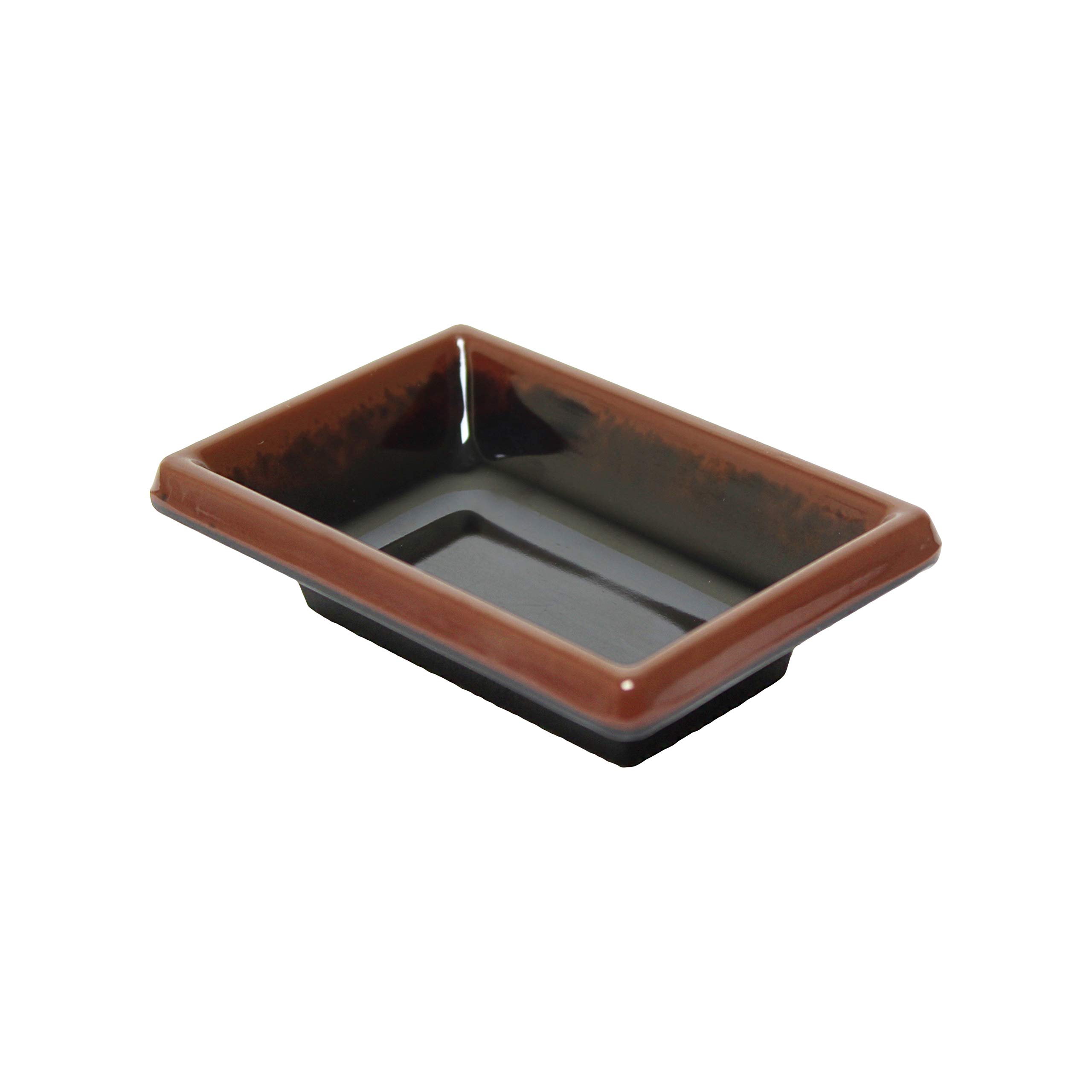 Premium 12-Piece Tenmoku Glaze Melamine Rectangular Sauce Dishes Set (2oz, 3.75