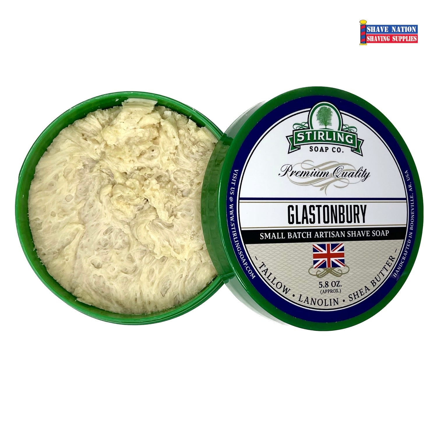 Premium Stirling Shaving Soap for Men - All-Natural Glycerin Shaving Soap Bar with Shea Butter & Essential Oils - Smooth, Close Shave for Sensitive Skin - Perfect for Wet Shaving, Travel & Grooming Kits