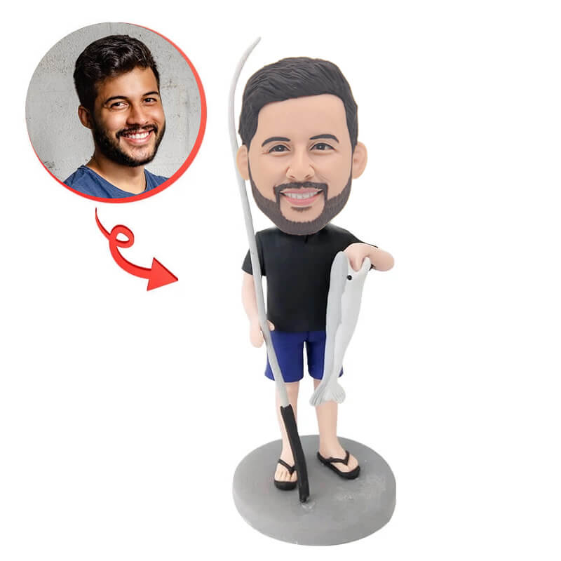 Custom Fishing Big Fish Bobblehead - Personalized Nodding Figure for Anglers & Fishing Enthusiasts | Perfect for Office Desk, Car Dashboard, or Fishing Cabin Decor