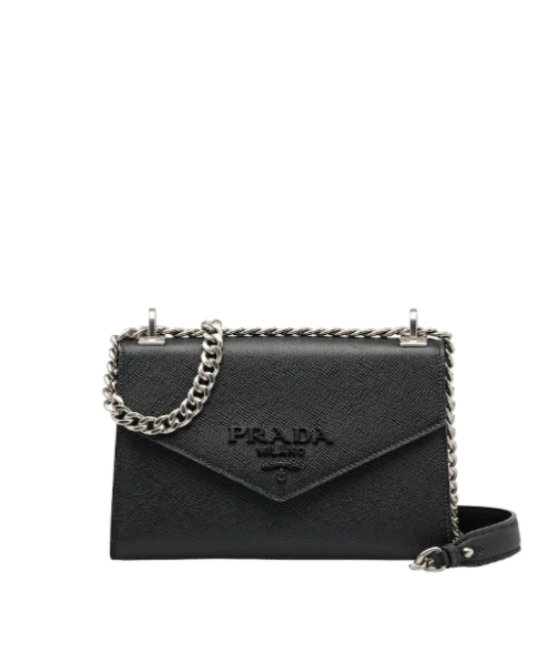 Prada Monochrome Saffiano Leather Handbag for Women - Dark Grey Crossbody Bag | Luxury Designer Purse for Work, Travel & Everyday Use