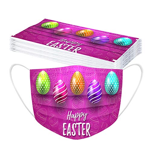 Easter Bunny & Eggs Printed Disposable Face Masks for Women & Men - 3-Ply Breathable Paper Masks for Easter Celebrations, Parties, and Festive Gatherings