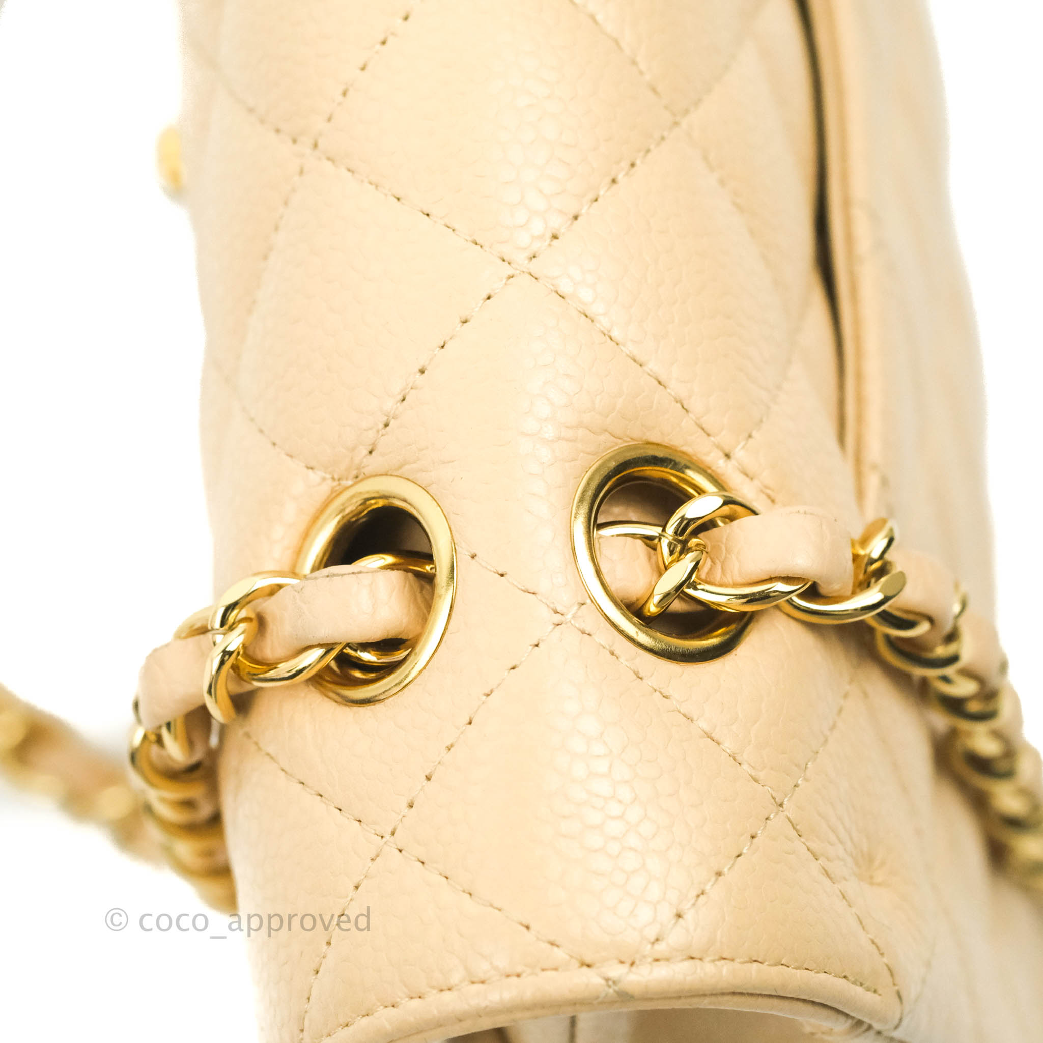 Chanel Classic M/L Medium Flap Bag - Quilted Beige Caviar Leather with Gold Hardware | Luxury Shoulder Bag for Women, Perfect for Work, Parties & Special Occasions