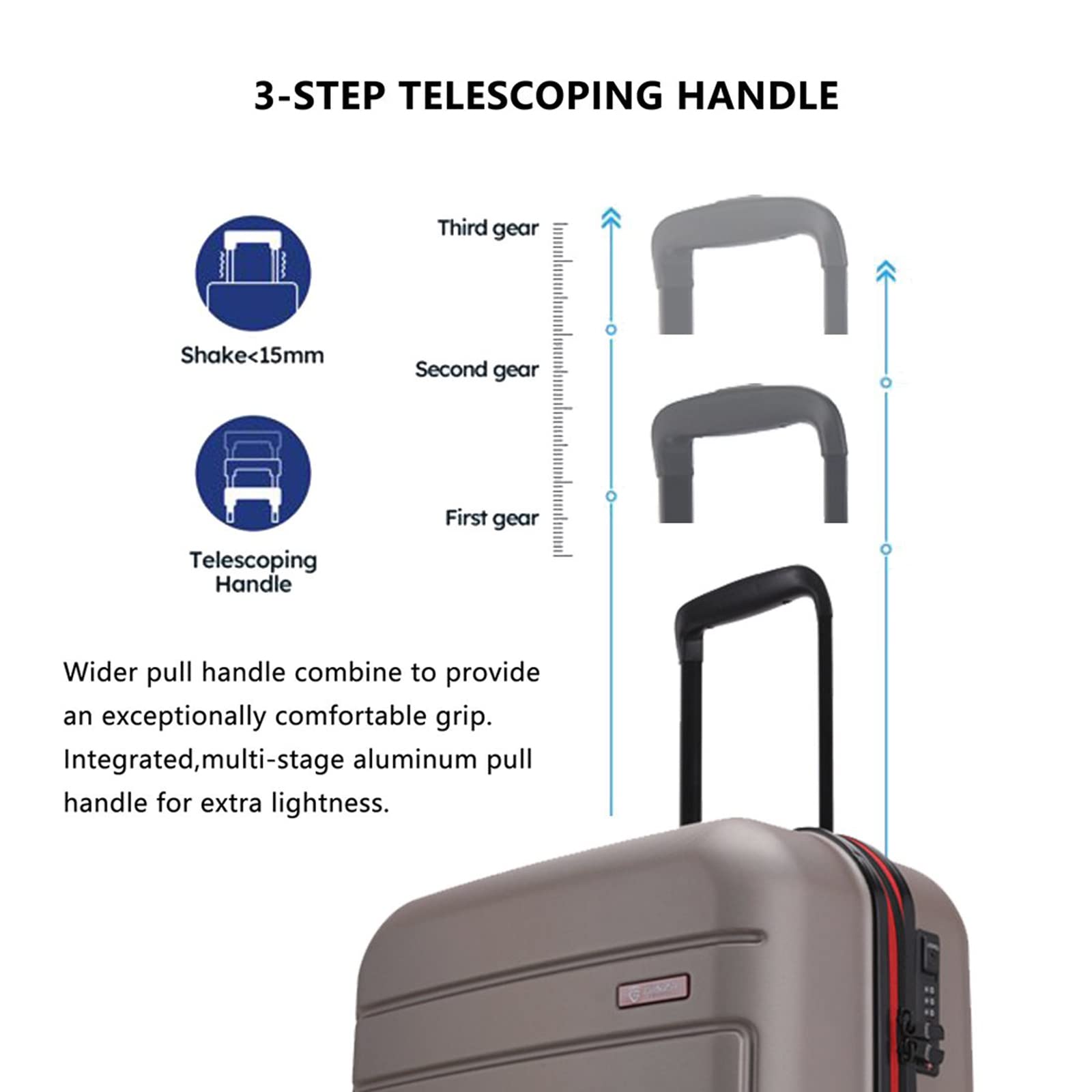 GinzaTravel Medium Suitcase - 24 Inch Hard Shell ABS Luggage with 360° Spinner Wheels & TSA Combination Lock, Lightweight Champagne Checked Bag for Travel, Business Trips & Vacation Packing
