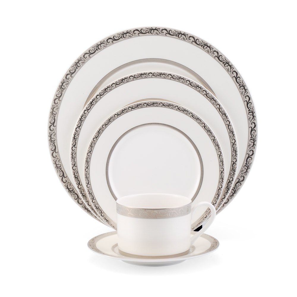 Mikasa Italian Countryside Platinum 5-Piece Dinnerware Set - Elegant Tableware for Fine Dining, Dinner Parties & Special Occasions