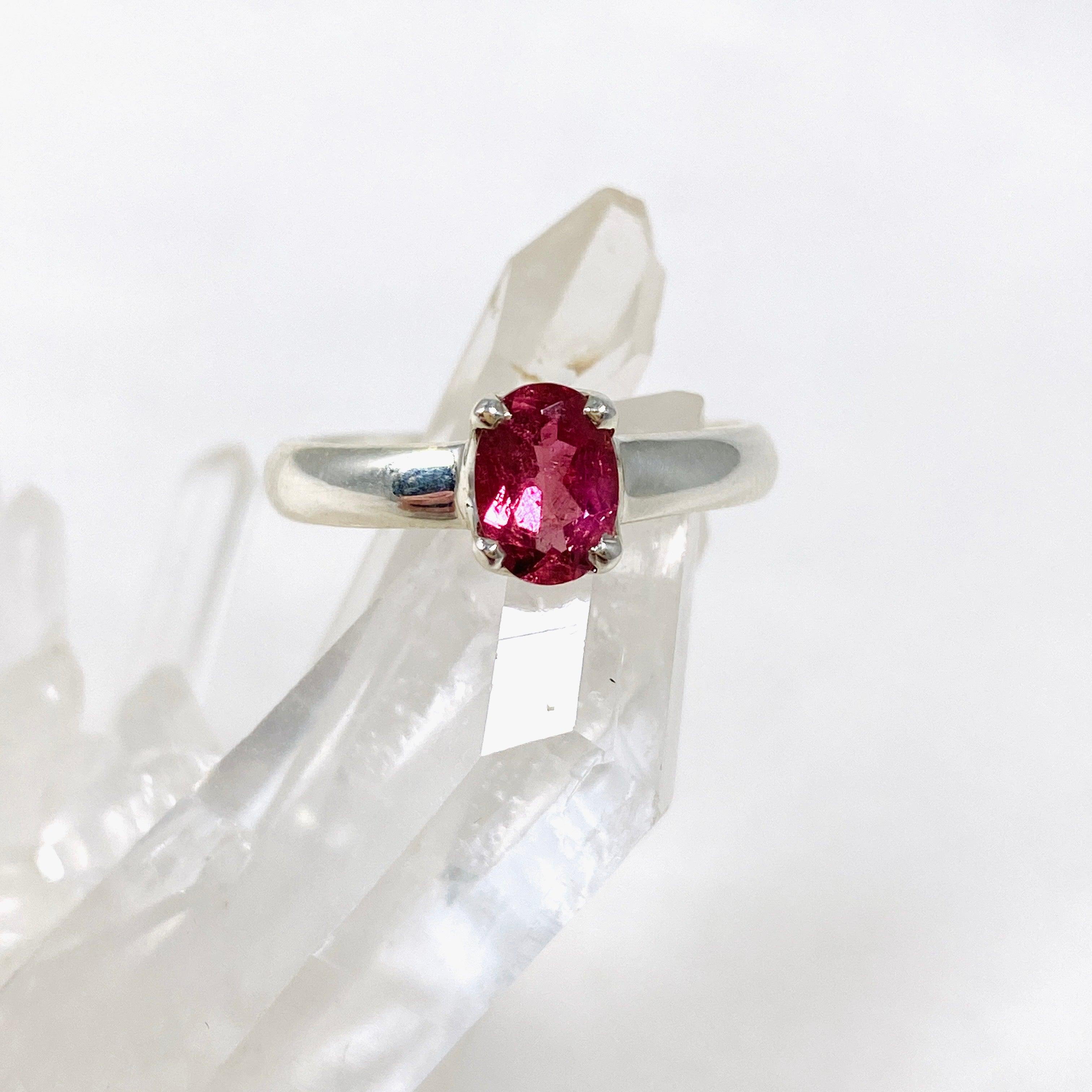 Natural Pink Tourmaline Oval Faceted Ring - Size 6.5 - 925 Sterling Silver Jewelry PRGJ357 - Perfect for Engagement, Anniversary & Everyday Elegance