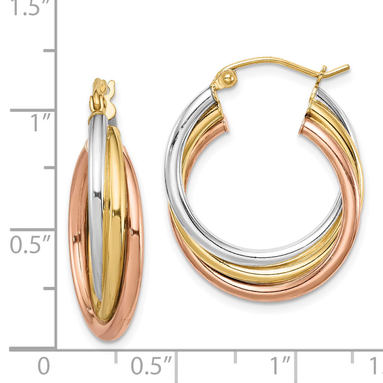 14K Gold Plated Sterling Silver Tri-Color Hoop Earrings for Women - Perfect for Parties, Weddings & Everyday Wear
