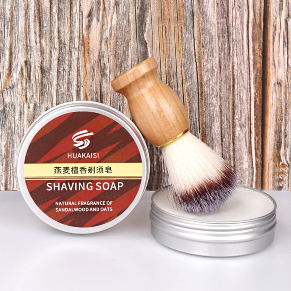 FRCOLOR Natural Shaving Soap Bar for Men - Coconut Oil Beard & Mustache Care Kit with Foaming Facial Butter - Perfect for Daily Grooming, Travel & Gift Sets