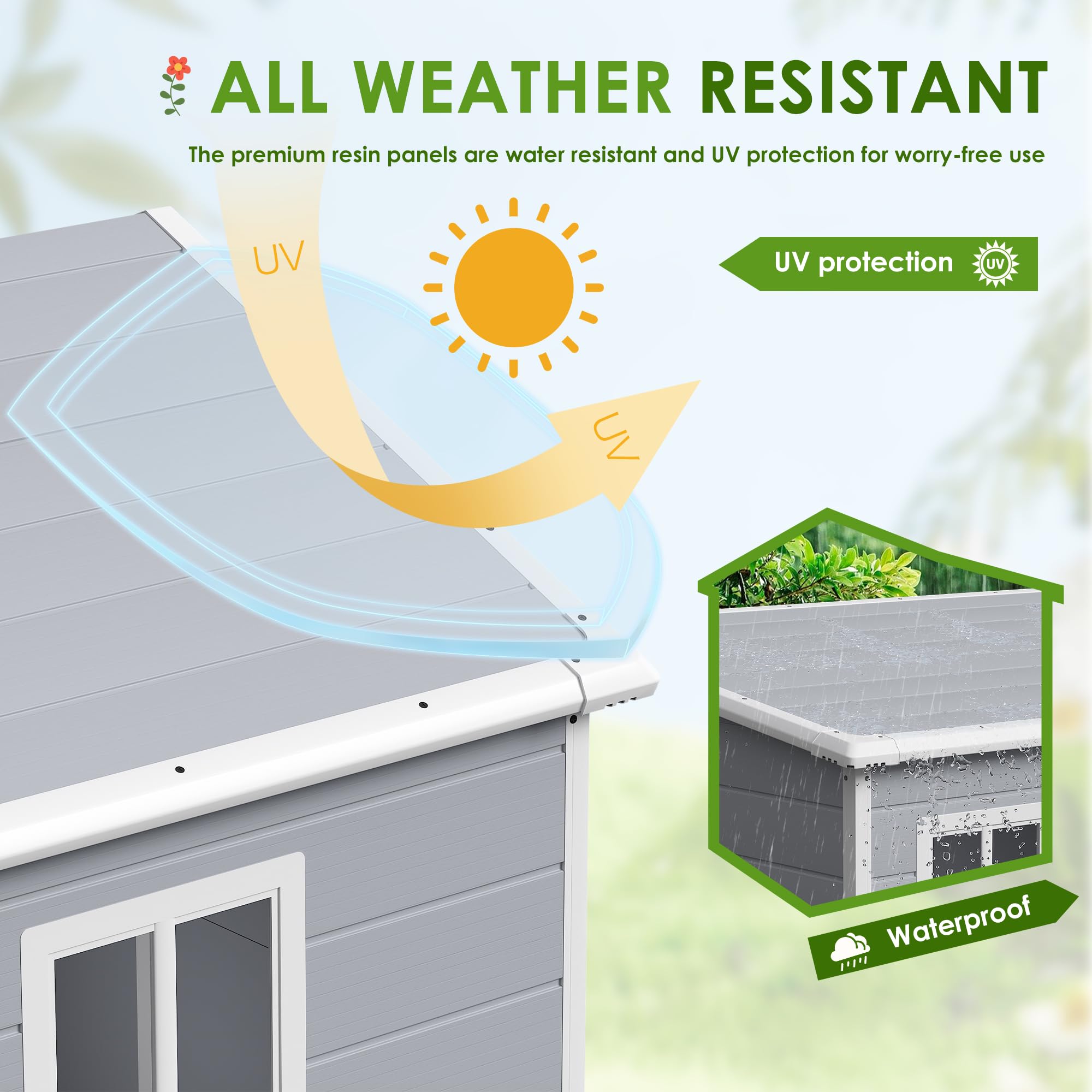 JUMMICO 6x4 FT Outdoor Storage Shed - Durable Resin Garden Shed with Floor & Lockable Door - Weatherproof Plastic Tool Shed for Patio, Backyard, Lawn & Garage Organization (Perfect for Storing Gardening Tools, Lawn Equipment & Seasonal Items)
