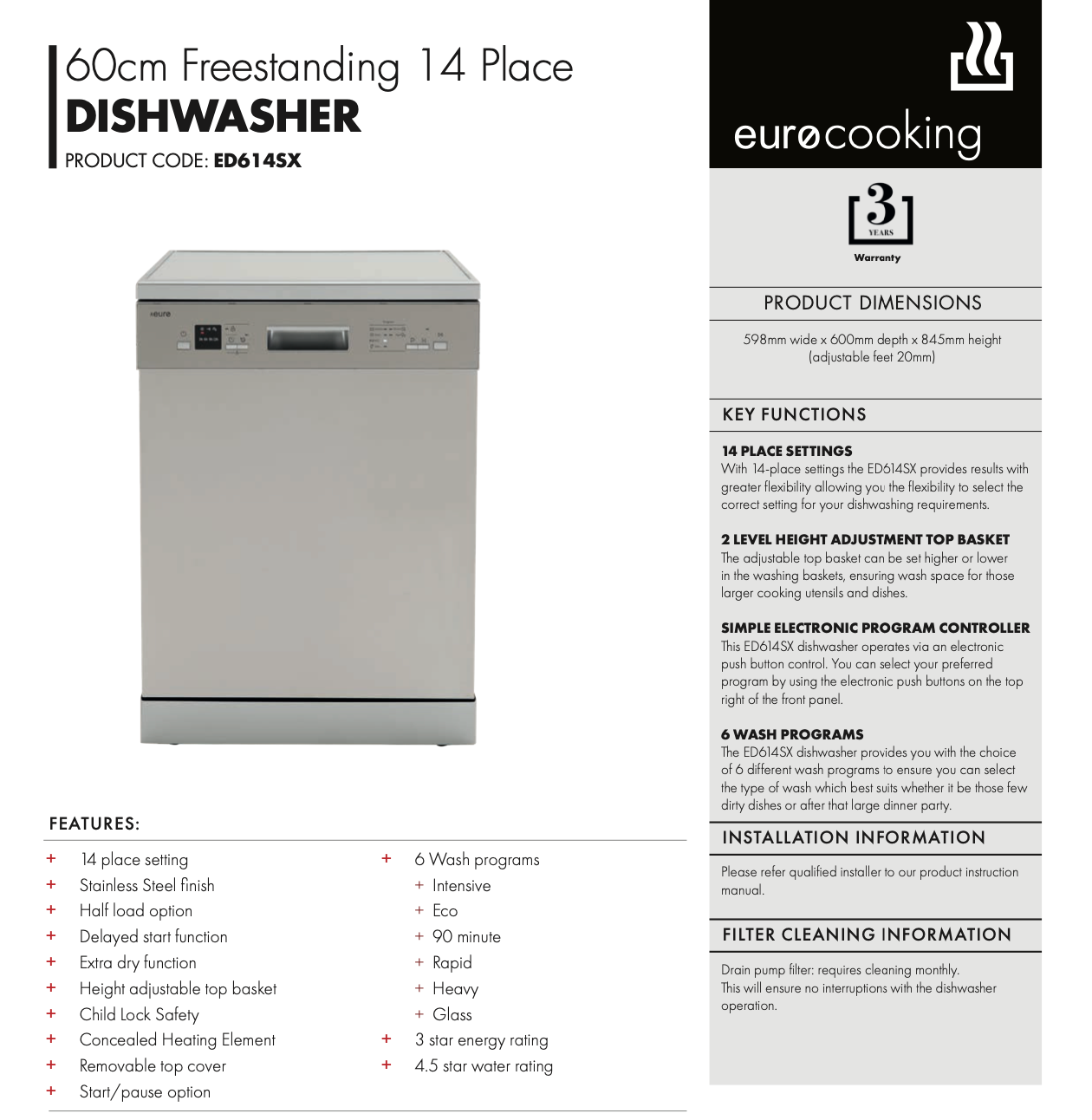 Euro Appliances ED614SX 24