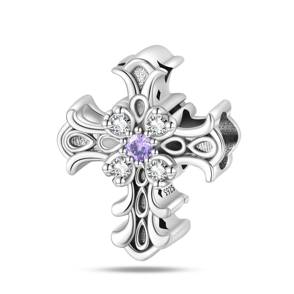 925 Sterling Silver Cross Charm Beads for Bracelets & Necklaces - Romantic Classical Jewelry Gift for Women, Family & Friends - Perfect for Birthdays, Anniversaries & Special Occasions