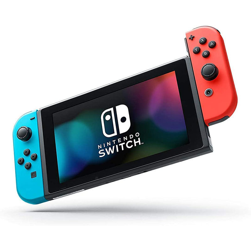 Nintendo Switch V2 Console with Neon Blue & Neon Red Joy-Con - Portable Gaming System for Home, Travel & Multiplayer Fun